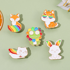 Colorful Rainbow Animal Headbands with Dog Eyes, Bunny Ears and Frog Crown Badge