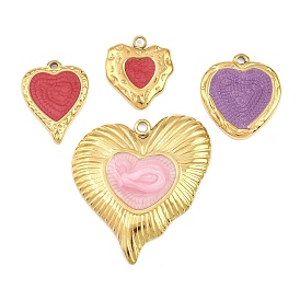 304 нержавеющая сталь с эмалевыми подвесками, сердце, ионное покрытие (ip), золотые
