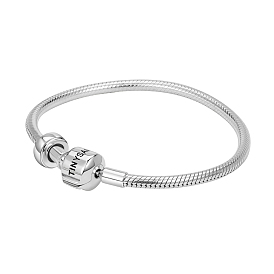 TINYSAND 925 Sterling Silver Common European Bracelet with Stoppers