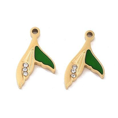 Ионное покрытие (ip) 304 подвески из нержавеющей стали с эмалью, со стразами, очарование рыбий хвост