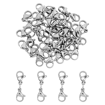 304 Stainless Steel Lobster Claw Clasps, with Jump Rings