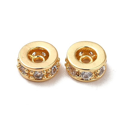 Brass Cubic Zirconia Beads, Real 18K Gold Plated, Column