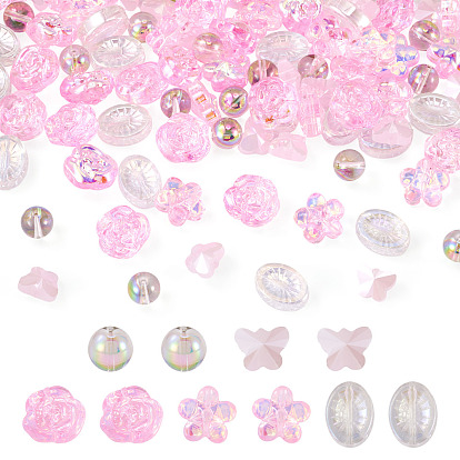 100 шт. 5 стили гальванических прозрачных стеклянных бусин, разнообразные