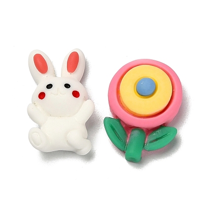 Cabuchones de resina opacos, para decoración de bricolaje, conejo y flor