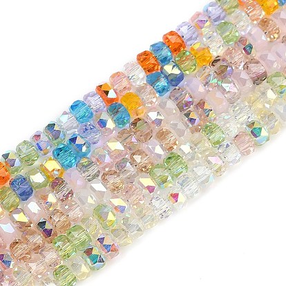 Стеклянные бусины с гальваническим покрытием , рондель, граненые