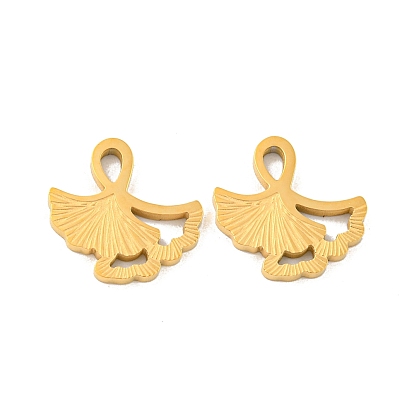 Ионное покрытие (ip) 304 брелоки из нержавеющей стали, лазерная резка, очарование листьев гинкго