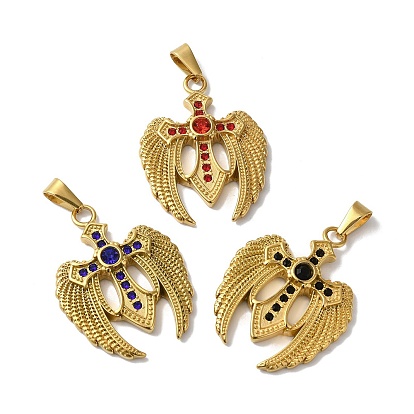 Вакуумное покрытие pvd 304 подвески из нержавеющей стали, с 201 дужками для ледорубов из нержавеющей стали и стразами, поперечное крыло