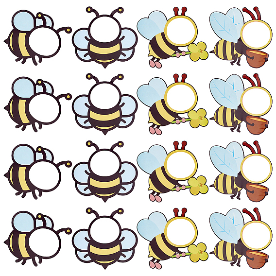 60шт. 4 стили вырезанные пчелы, вырезанные фигурки для доски объявлений, украшения для класса