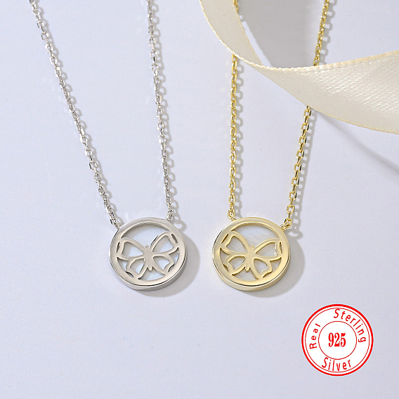 Элегантные 925 полые серебряные ожерелья с подвесками в виде бабочек для ежедневных поездок на работу и отдыха