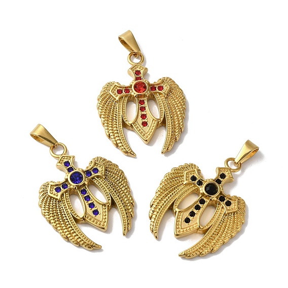 Вакуумное покрытие pvd 304 подвески из нержавеющей стали, с 201 дужками для ледорубов из нержавеющей стали и стразами, поперечное крыло