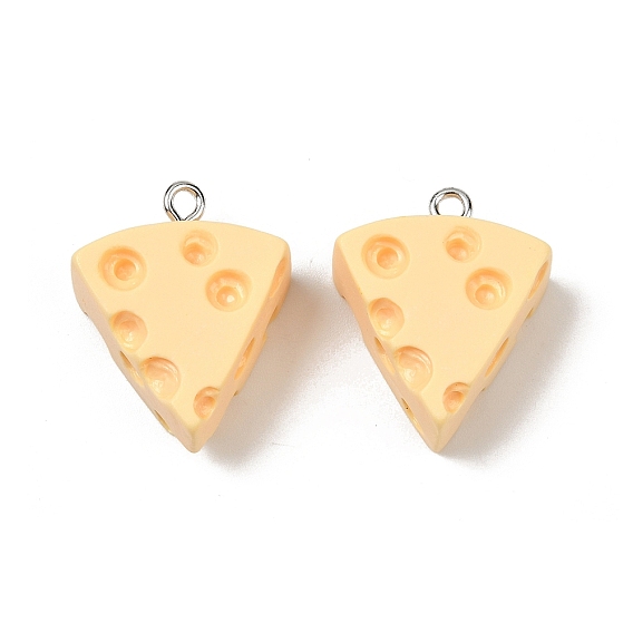 Подвески из непрозрачной смолы, окрашенные распылением, имитация еды, миниатюрный 3d сырный брелок, с платиновыми тоновыми железными петлями