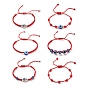 6 pcs 6 style alliage hamsa main et résine mauvais œil bracelets de perles tressées ensemble, Bracelets ajustables avec nœud en nylon porte-bonheur pour enfants