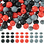 90Pcs 9 Styles Round & Rondelle Silicone Focal Beads