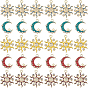 30Pcs 5 Style Alloy Enamel Pendants, with Crystal Rhinestone, Light Gold, Sun & Moon with Star