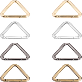 8Pcs 4 Colors Zinc Alloy Spring Gate Rings, for Handbag Purse Shoulder Strap Bag DIY Accessories, Cadmium Free & Lead Free, Triangle