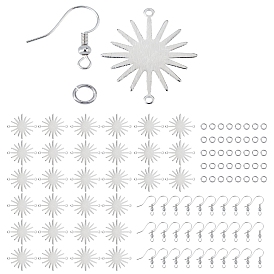 Creatcabin набор для изготовления серег своими руками, в том числе 30 шт. латунные звенья солнечного затмения, 30 шт. Крючки для сережек, 40 открытые прыжковые кольца