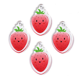 Translucent Acrylic Pendants, Double-Faced Printed, Strawberry