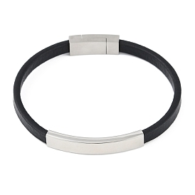 Microfiber Leather ID Cord Bracelets, with 304 Stainless Steel Magnetic Clasps