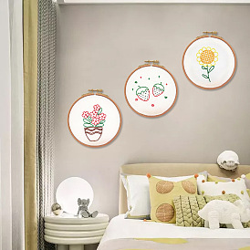 DIY Embroidery Starter Kits, including Embroidery Fabric & Thread, Needle, Embroidery Hoops, Instruction Sheet