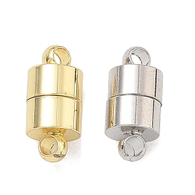 Brass Magnetic Clasp with Loop, Column, Rack Plating, Long-Lasting Plated, Lead Free & Cadmium Free