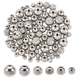 120шт 6 стиль 304 бусины из нержавеющей стали, круглые