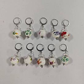 10pcs marqueurs de point de verrouillage pour pendentif en verre rond, avec 304 résultats de boucle d'oreille à levier en acier inoxydable