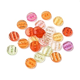 Transparent Acrylic Buttons, Plastic Sewing Buttons for Costume Design, 2-Hole, Dyed, Flat Round, 13x3mm, Hole: 1mm