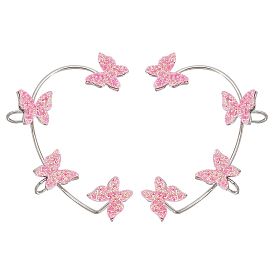 2шт. 2 стили блестящие серьги-манжеты в виде бабочки, латунные серьги-обручи для непроколотого уха, платина