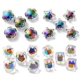 UV Plating Rainbow Iridescent Acrylic Beads, Bead in Bead