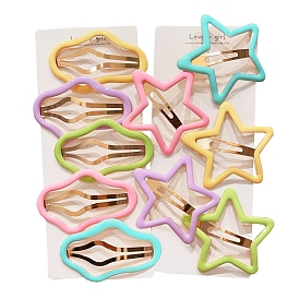 5Pcs 5 Colors Alloy Snap Hair Clips for Girl