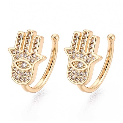 Латунные серьги-манжеты из прозрачного кубического циркония, хамса рука