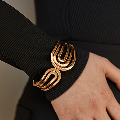 Полые 304 браслеты из нержавеющей стали с шарнирным креплением для женщин