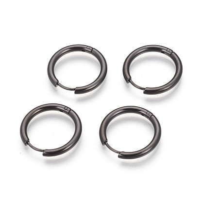 Ion Plating(IP) 304 Stainless Steel Hoop Earrings, Manual Polishing Huggie Earrings