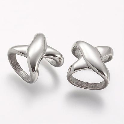 304 Stainless Steel Slide Charms, "X" shape