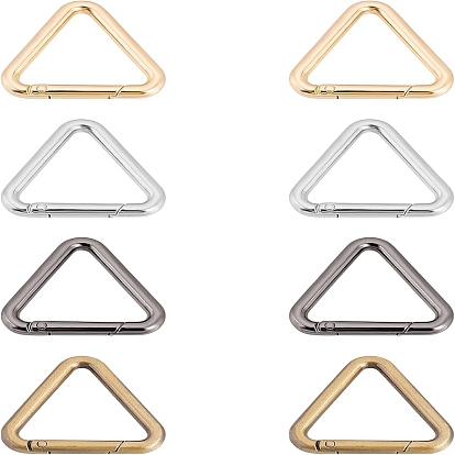8Pcs 4 Colors Zinc Alloy Spring Gate Rings, for Handbag Purse Shoulder Strap Bag DIY Accessories, Cadmium Free & Lead Free, Triangle