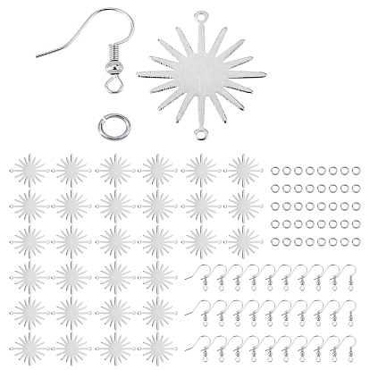 Kit de fabrication de boucles d'oreilles bricolage, y compris les liens d'éclipse solaire en laiton de 30pcs, 30 pcs crochets de boucle d'oreille, 40 anneaux de saut ouverts