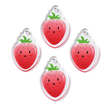 Translucent Acrylic Pendants, Double-Faced Printed, Strawberry