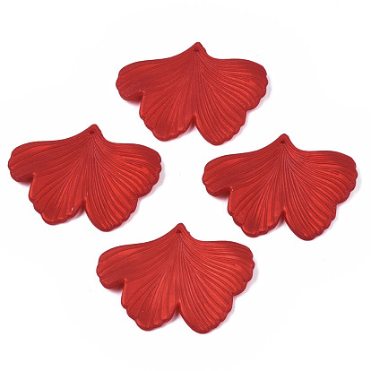 Rubberized Style Opaque Acrylic Pendants, Ginkgo Leaf