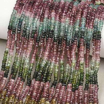 Нити из натуральных разноцветных турмалиновых бусин с градиентным цветом, рондель, граненые