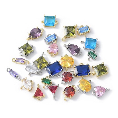 Шармы-соединители из латуни с паве из кубического циркония, стойки покрытие, долговечный, без кадмия и без свинца