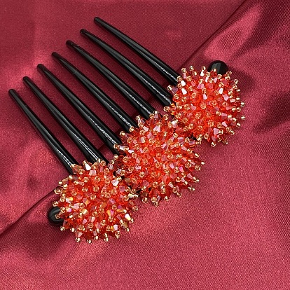 Peigne à cheveux en forme de flocon de neige fait à la main avec perles pour des coiffures chignons élégantes