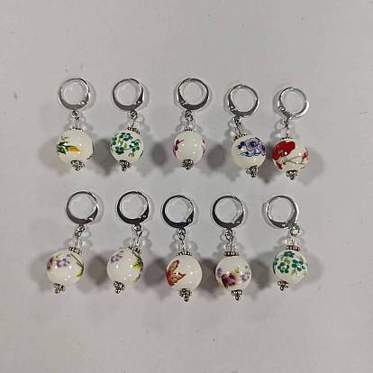 10pcs marqueurs de point de verrouillage pour pendentif en verre rond, avec 304 résultats de boucle d'oreille à levier en acier inoxydable