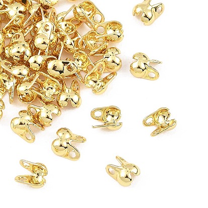 SHEGRACE Brass Bead Tips, Calotte Ends, Cadmium Free & Lead Free, Clamshell Knot Cover