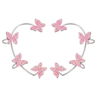 2шт. 2 стили блестящие серьги-манжеты в виде бабочки, латунные серьги-обручи для непроколотого уха, платина