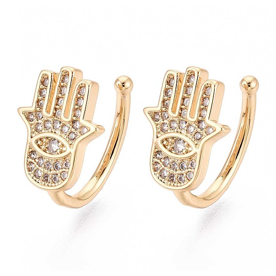 Латунные серьги-манжеты из прозрачного кубического циркония, хамса рука
