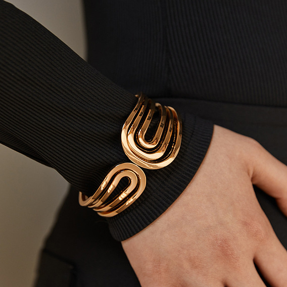 Полые 304 браслеты из нержавеющей стали с шарнирным креплением для женщин