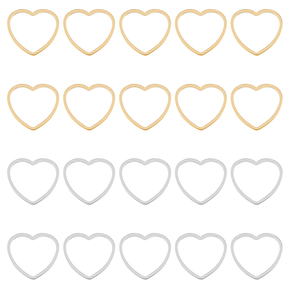 40шт. 2 цвета 304 соединительное кольцо из нержавеющей стали, сердце