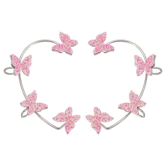 2шт. 2 стили блестящие серьги-манжеты в виде бабочки, латунные серьги-обручи для непроколотого уха, платина