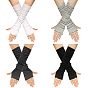 Guantes sin dedos para tejer con hilo de fibra acrílica, guantes largos de invierno con volantes y orificio para el pulgar
