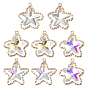 8Pcs 4 Style Glass Pendants, with Brass Open Back Bezel, Faceted, Starfish Charms, Light Gold